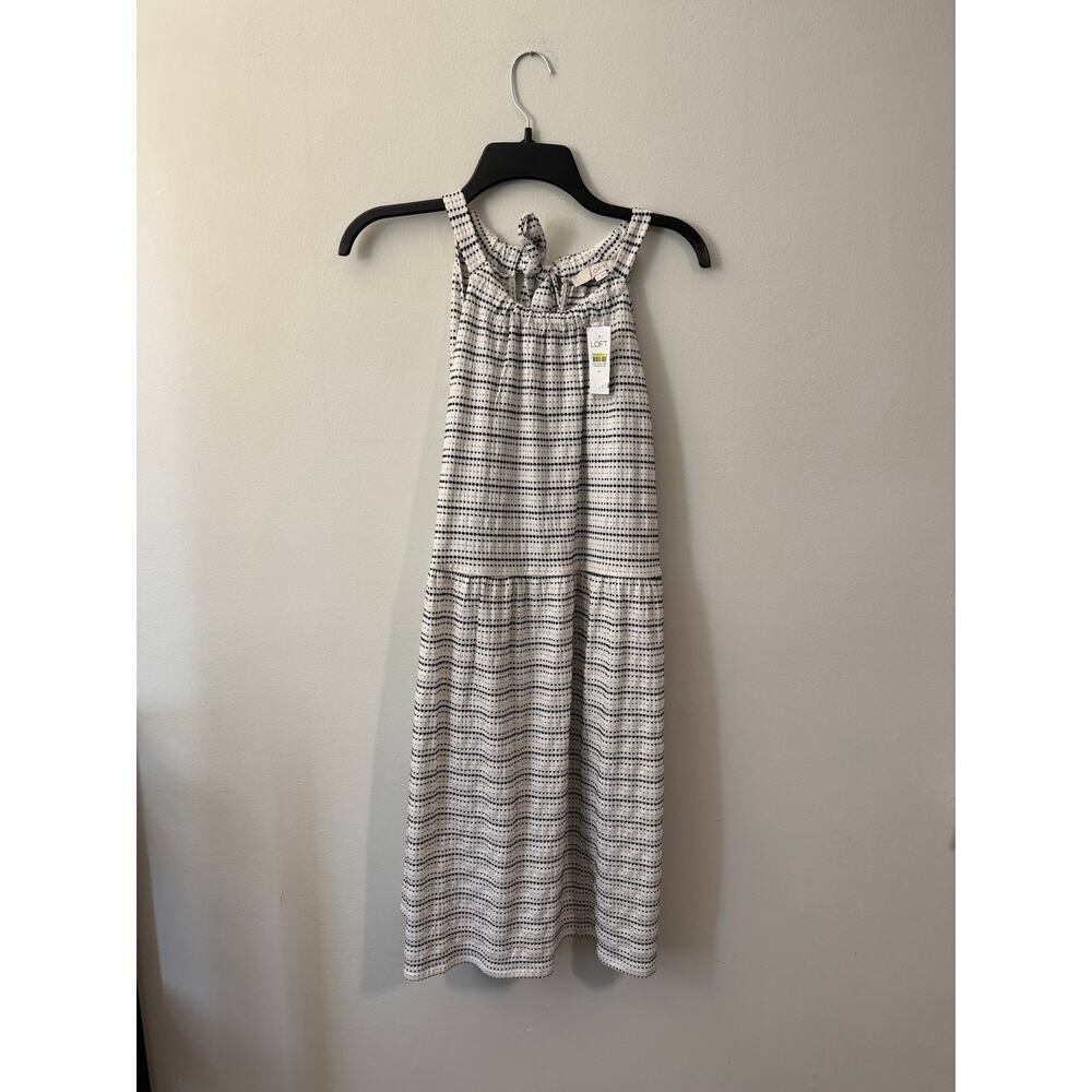 LOFT NWT White/Black/Gold Dot Stripe Knit Dress – Size Medium, MSRP $70 - Picture 10 of 10